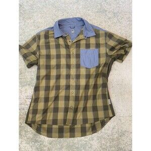 Club Ride Button Snap Shirt L Gray Blue Cowboy Rancher Cycling Outdoor Men